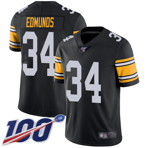 Men Pittsburgh Steelers Football #34 Limited Black Terrell Edmunds Alternate 100th Season Vapor Untouchable Nike NFL Jersey